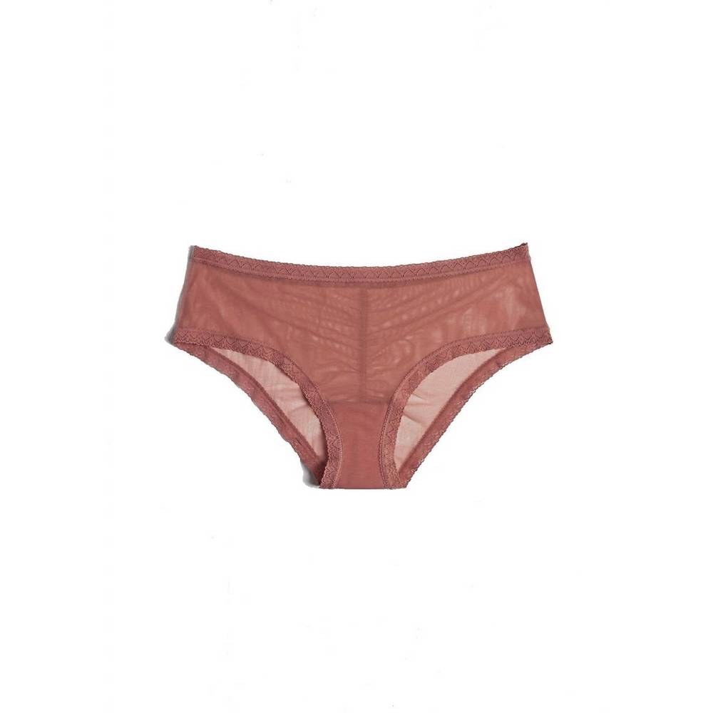 NEW BLUSH LINGERIE women's mesh lace trim hipster panty in nutmeg